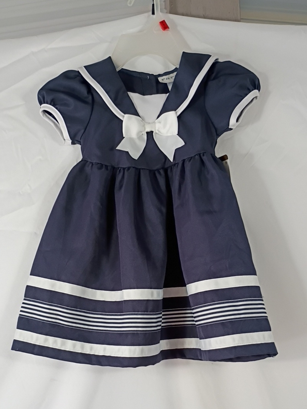 NWT Rare Editions Navy and White Sailor-Style Bow Dress Girls Size 3T Summer